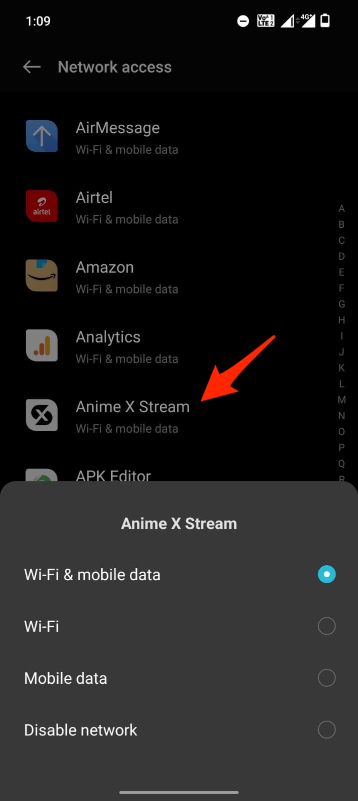 AnimeXStream Allow WiFi and Mobile Data Access