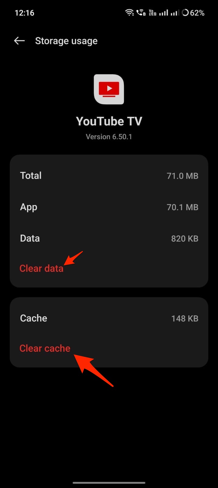 Clear Cache YouTube TV
