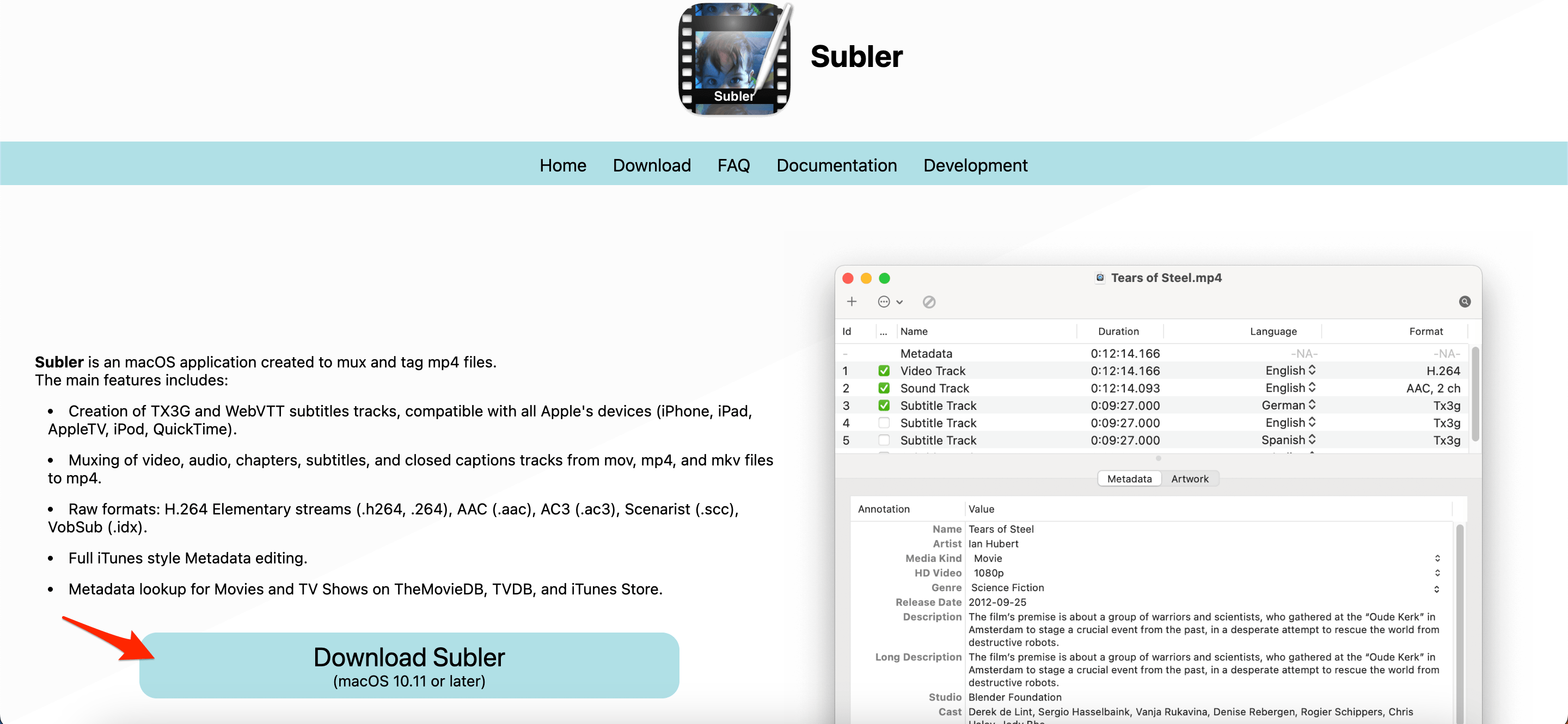 Download the Subler app on your Mac