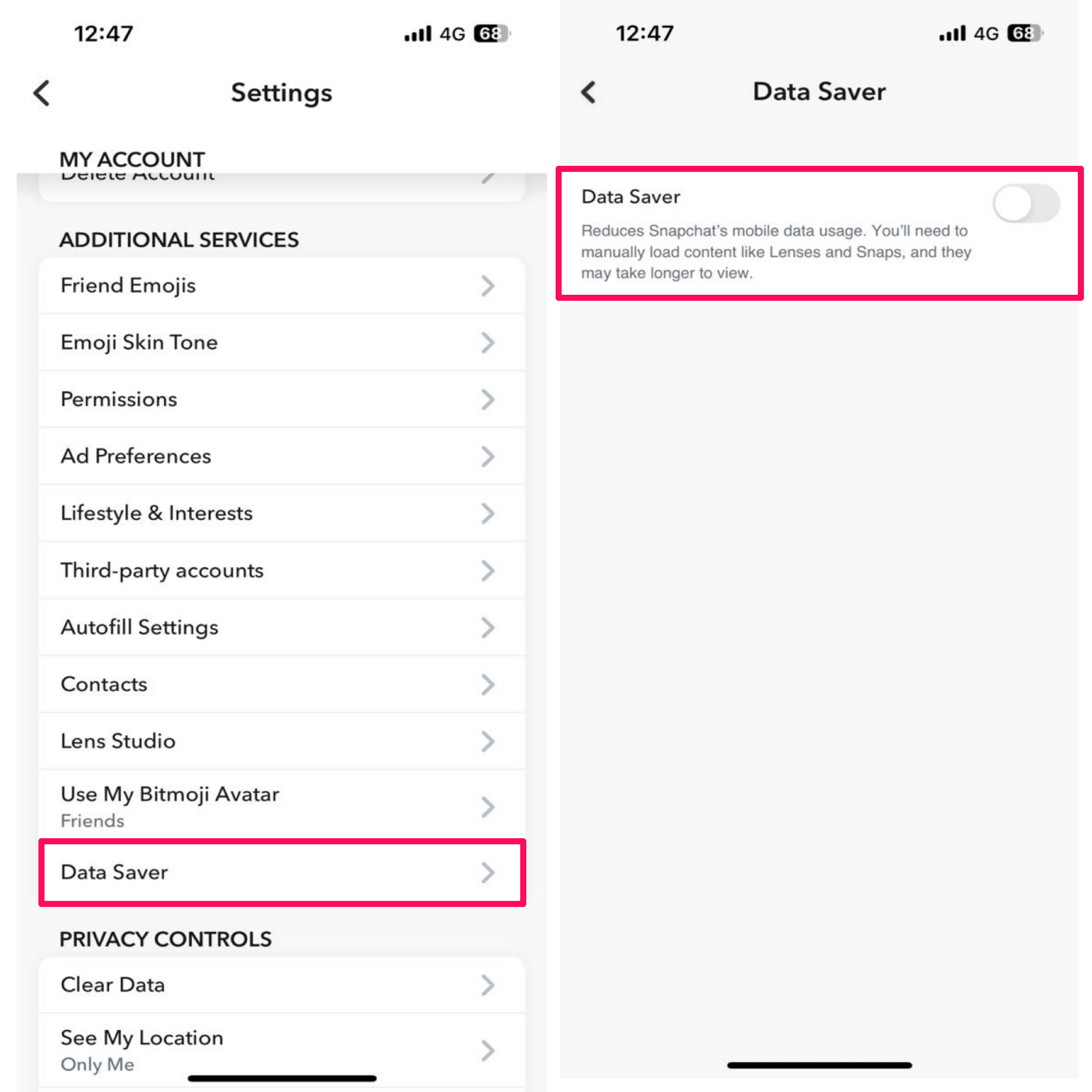 Tap on Data saver option and uncheck Data saver option