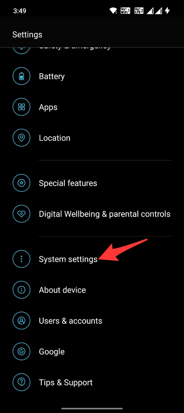 System Settings Android