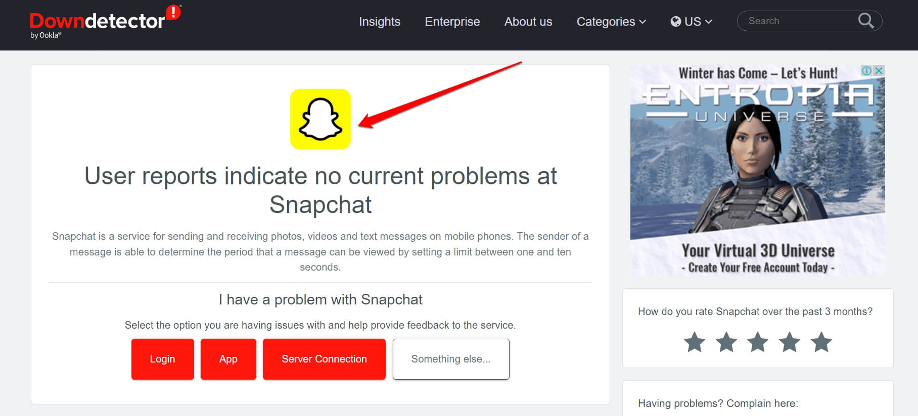 check Snapchat server status online