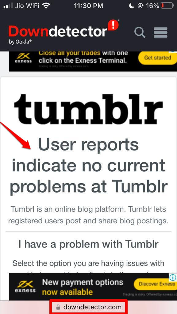 check if Tumblr servers are down 
