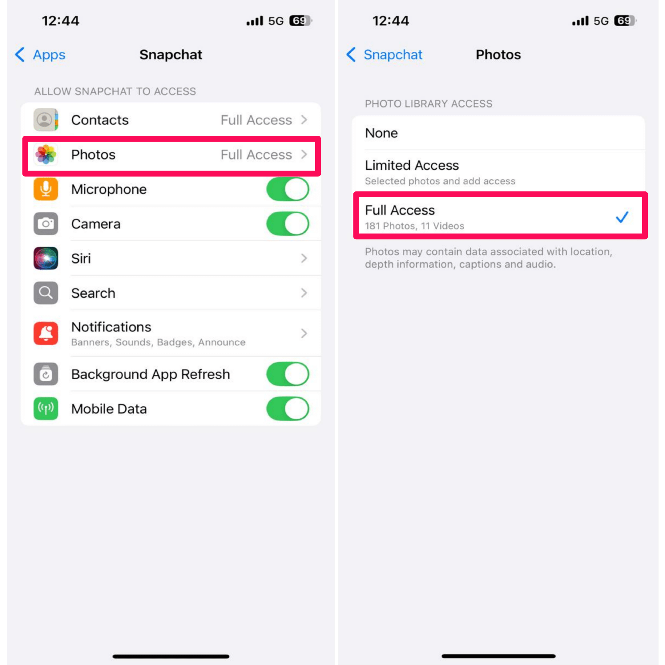 Tap on Photos and allow the necessary permissions