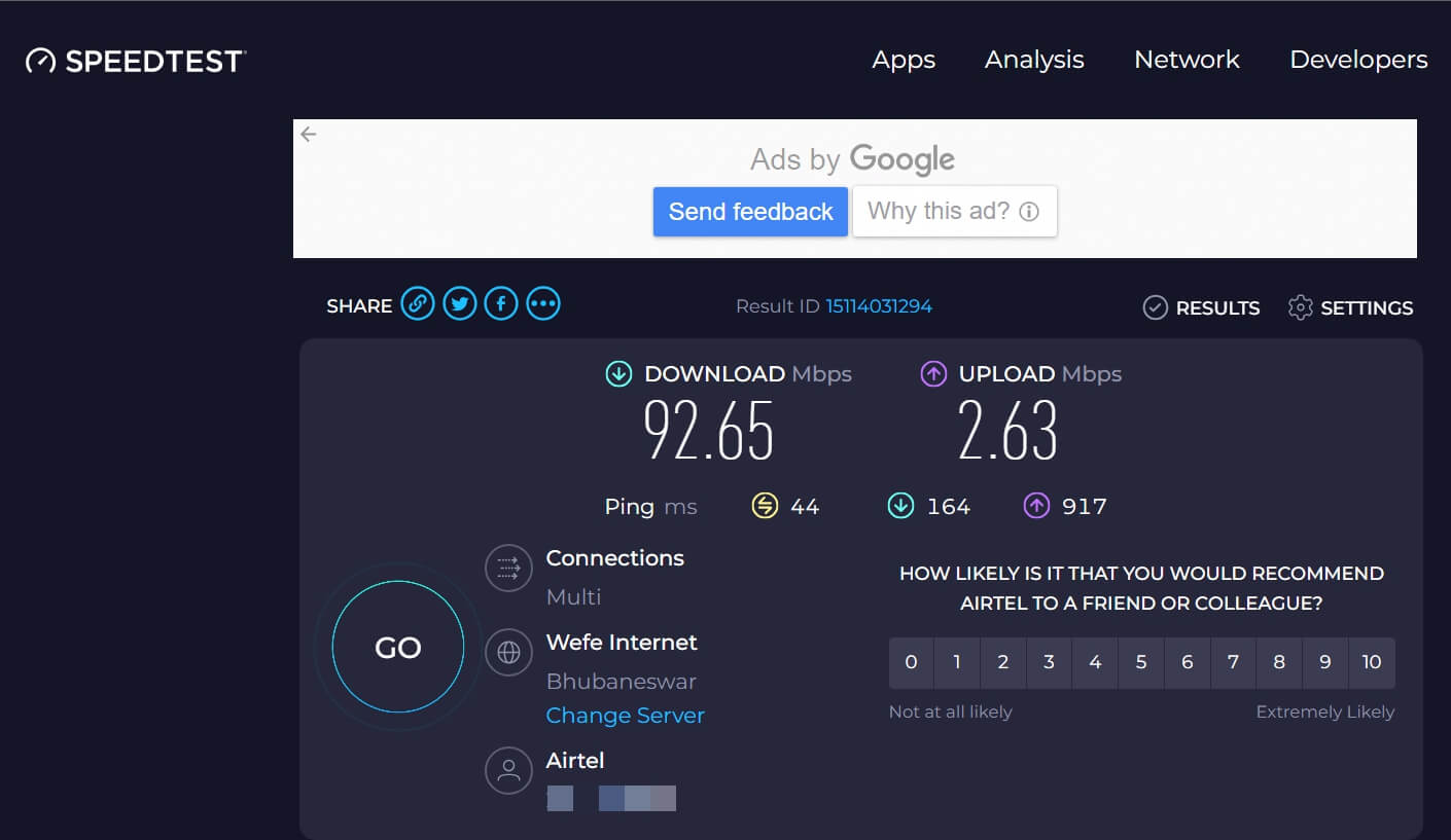 network speed test