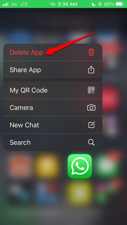 uninstall WhatsApp from iPhone